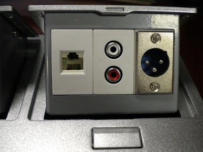 Pop Up Outlet Box -with world adapter outlet, telephone, aux.