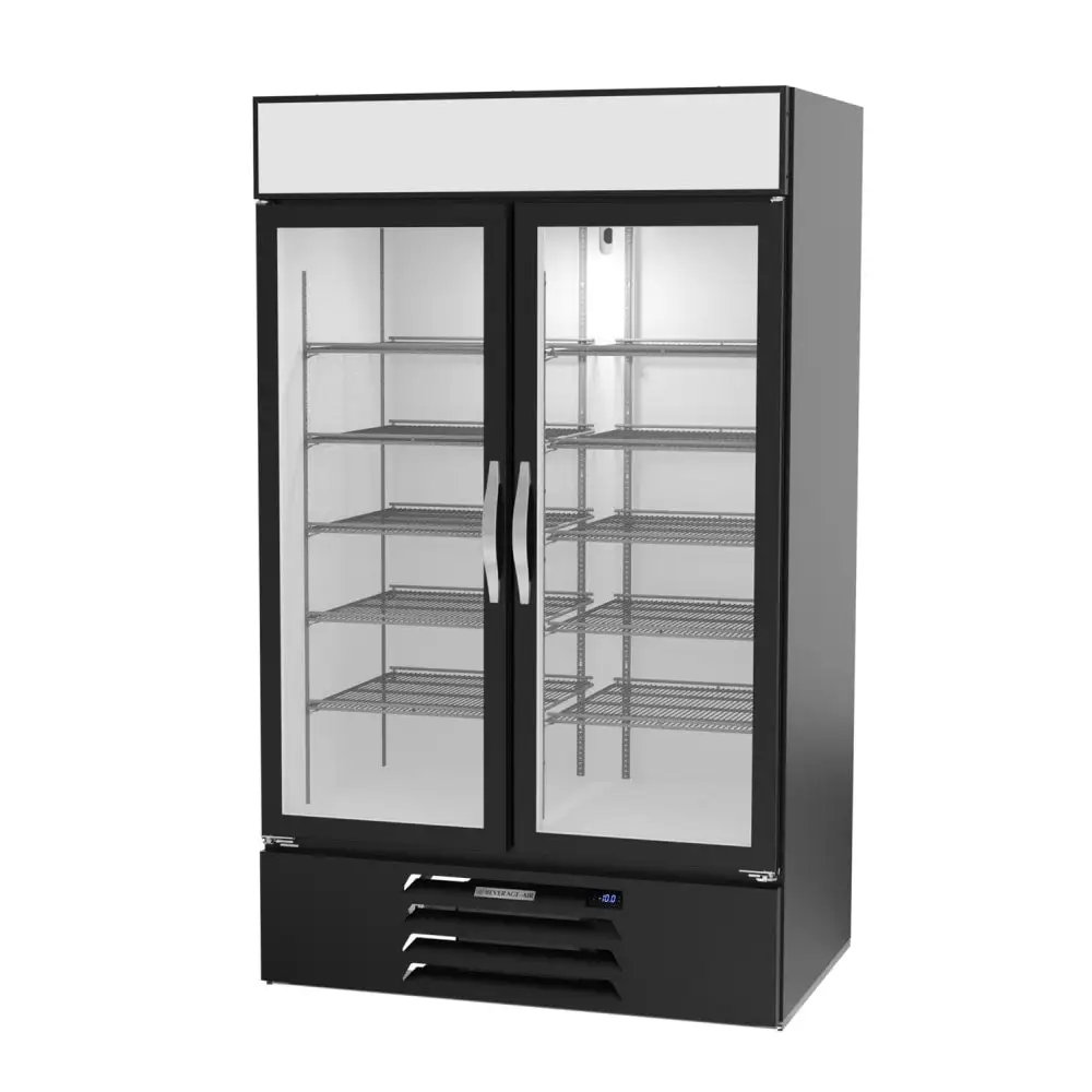 Beverage-Air MMF44HC-1-B 47" Two Section Display Freezer W/ Swing Doors - Bottom Mount Compressor, Black, 115v