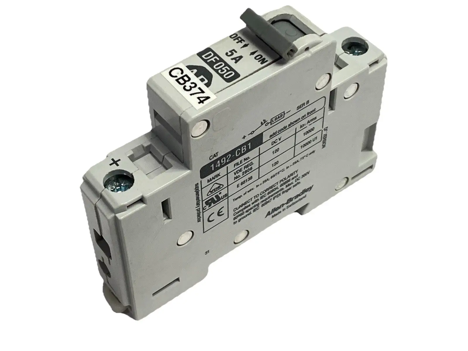 1492-CB1DF050 | Allen Bradley  Ser B Circuit Breaker 1-Pole 5A 300V - Used