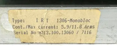 USED IRT 1306-MONOBLOC ENCODER / RESOLVER SERVO DRIVE 1306MONOBLOC 1306