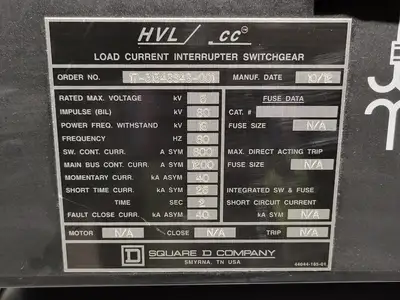 600A Load Interrupter Switchgear HVL/cc