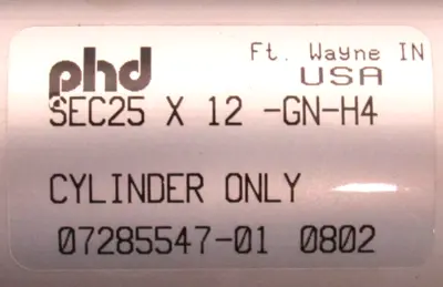NEW PHD SEC25X12-GN-H4 PNEUMATIC CYLINDER SLIDE 07285547-01 SEC25X12GNH4