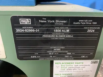 Used 2024 THE NEW YORK BLOWER COMPANY PRESSURE BLOWER ARR4 Miscellaneous MRO Ohio US | HGR 24 #1543321
