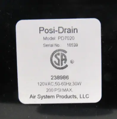 NEW AIR SYSTEMS PRODUCTS INC PD7020 POSI DRAIN