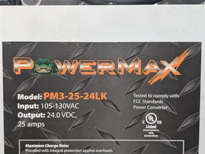 PowerMax PM3-25-24LK Power Converter 105-130VAC In 24VDC 25A Out Used