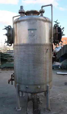 SPC8330  Tank 600 gallon vertical tank, Stainless Steel, low pressure jacket, dish