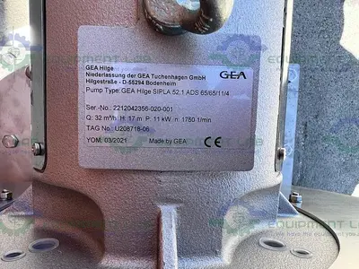NEW GEA GEA HILGE SIPLA 52.1 SELF-PRIMING HYGIENIC CENTRIFUGAL PUMP 140 GPM 15HP MOTOR