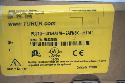 NEW TURCK PC010-GI1/4A1M-2APN8X-H1141 PRESSURE SENSOR M6831055 PC0104A1M2APNXH11