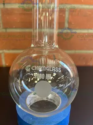 USED CHEMGLASS 1000 ML ROUND BOTTOM FLASK  1.5" SANITARY FITTING