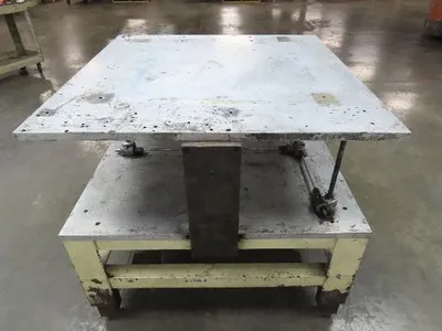 1" Aluminum Top  Steel Base Work Bench Table 40"x40" x 25-36"Adjustable Height