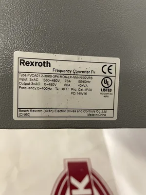 Rexroth FVCA01.2-30K0-3P4-MDA-LP-NNNN-02VRS VFD Frequency Motor Drive 40 kW