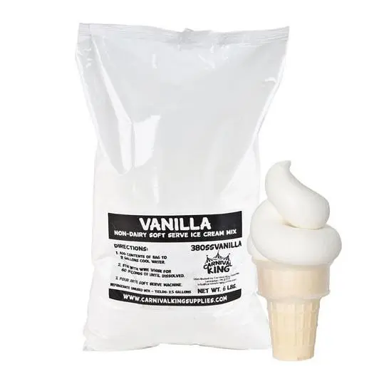 Non-Dairy Vanilla Soft Serve Ice Cream Mix - (6) 6 lb. Bags / Case