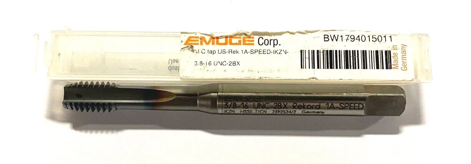 Emuge 3/8-16 UNC-2BX Cobalt Tap TiCN Coated Coolant Thru BW1794015011