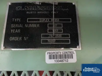 USED Mazzoni Mazzoni Two Stage Singled Screw Vacuum Plodder, Model Duplex M350