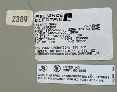 USED Reliance Electric 75FR2031