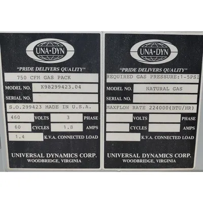 Used Universal Dynamics Una-Dyn Gas-Pack GasPack Process Air Dryer