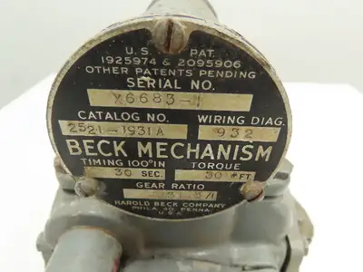 Harold Beck Company 2521-1931A Actuator 131.5:1 Ratio 30#FT. 100° in 30 Sec 115v
