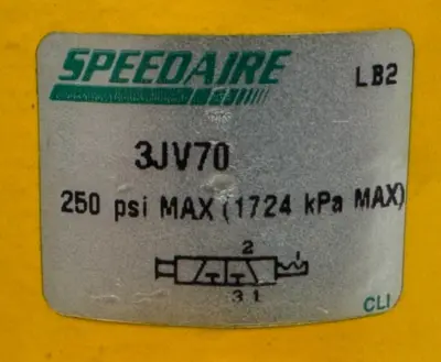 NEW SPEEDAIRE 3JV70 LOCKOUT VALVE 250PSI