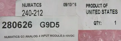 NEW NUMATICS 240-212 G3 ANALOG 4 INPUT MODULE 0-10VDC 240212 280626