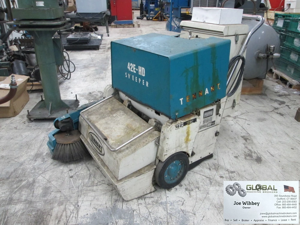 Tennant Model 42E-HD 24 Volt Walk Behind 8"Brush Power Sweeper W/Vacuum