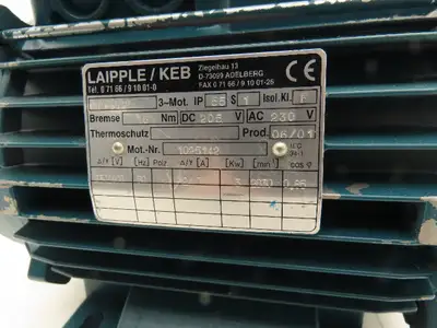 Laipple KEB MA90P2 AC Motor 3Kw/4Hp 2830 RPM 230/400V 3PH IEC 90 Frame