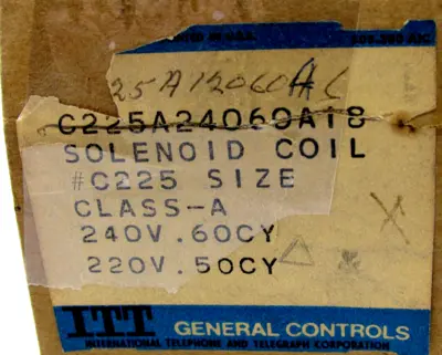 NEW ITT GENERAL CONTROLS C225A12060A6 SOLENOID COIL