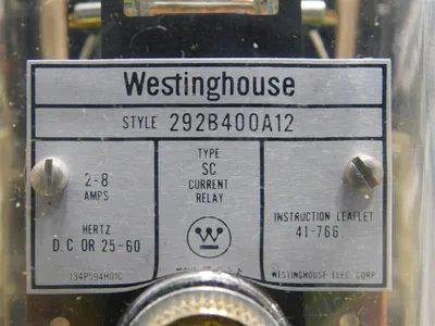 Westinghouse Type SC Style 292B400A12 Current Relay 2-8A 25-60Hz New
