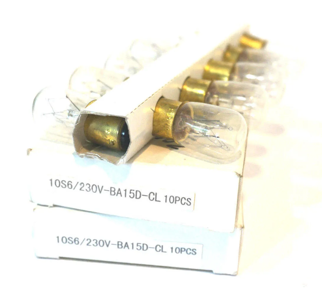 20 NEW STANDARD PRODUCTS 10S6/230V-BA15D-CL BULBS 10S6230VBA15DCL