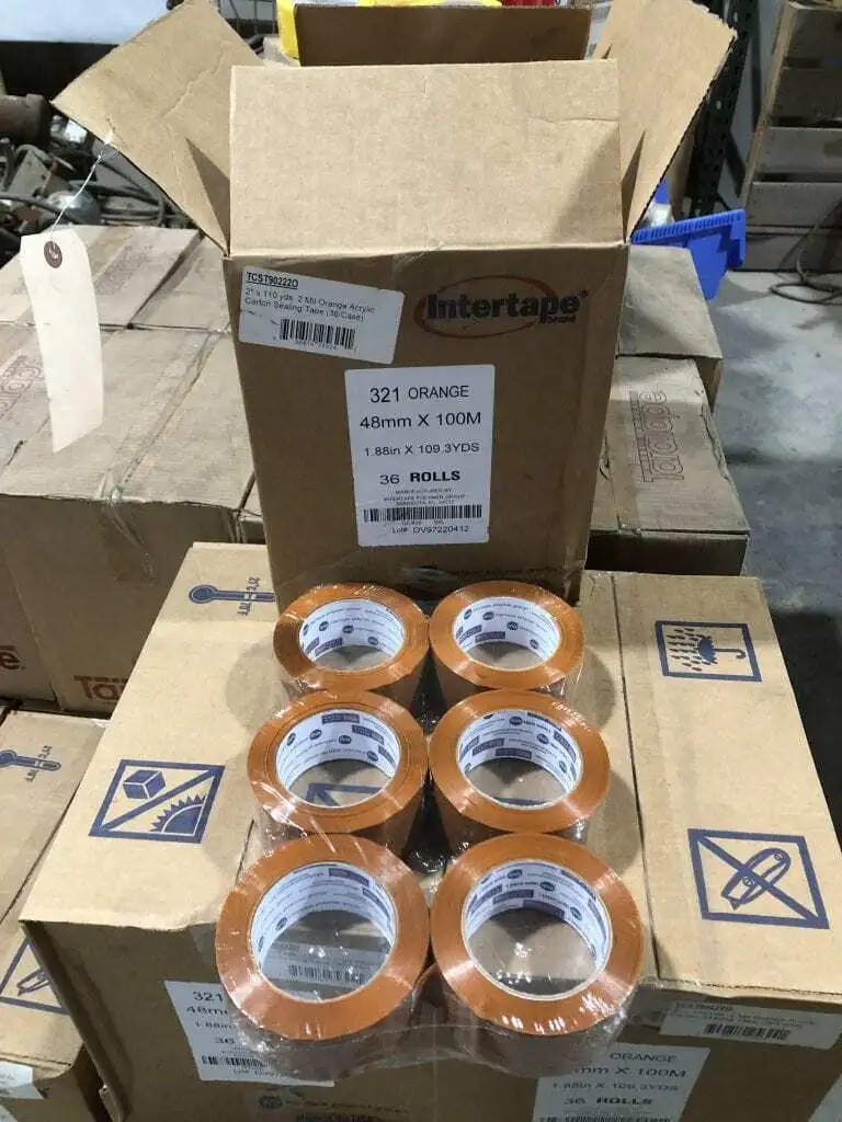 Taratape 321 2″ X 110yd Orange Acrylic Carton Sealing / Floor Tape -NIB of 36