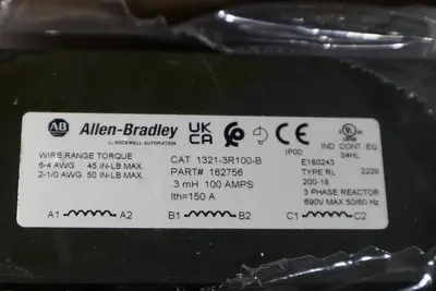 Allen Bradley 1321-3R100-B Line Reactor 0.3mh 3ph 690v-ac - STOCK GF507