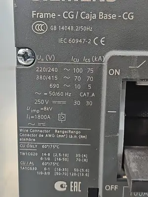 Siemens HCS3S100 HCGA Circuit Breaker 100A 3 Phase 100 Amp Loc4E26