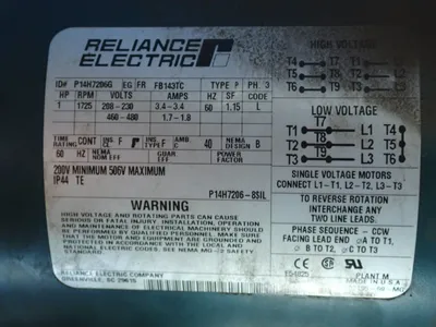 USED RELIANCE ELECTRIC P14H7206G