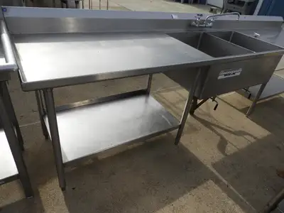 Used Remco Used Remco 2 Compartment Commercial Stainless Steel Sink with Twist Drains - SS16 Sinks Illinois US | Falcon Restaurant Supply #1376478