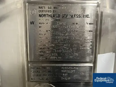 USED Northland 300 Liter Northland Stainless Receiver Tank, 316L S/S, 50#