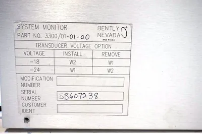 BENTLY NEVADA 3300/01-01-00 SYSTEM MONITOR 3300010100
