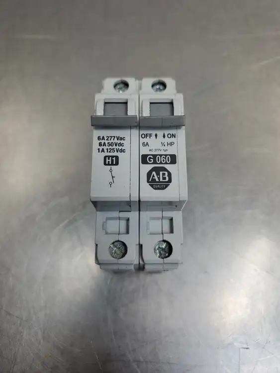 Used Allen-Bradley 1492-CB1 G060 Circuit Breaker, 6A 277VAC/65VDC w/1492-ACB Circuit Breakers | Palmetto Automation #1150478