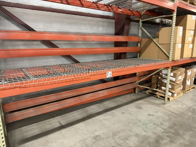 (2) sections of Teardrop style pallet racking, includes (3) 42" deep x 16' tall uprights, approx. (3...