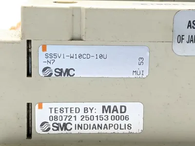 SS5V1-W10CD-10U-N7 SV1100-5FU | SMC SS5V1-W10CD-10U-N7 Manifold w/ 10x SV1100-5FU Solenoids - Used