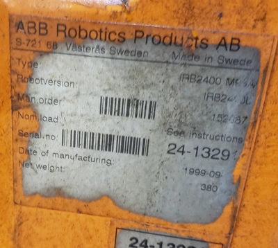 ABB IRB2400-M98A Robot Manipulator Arm w/ Controller and Teach P