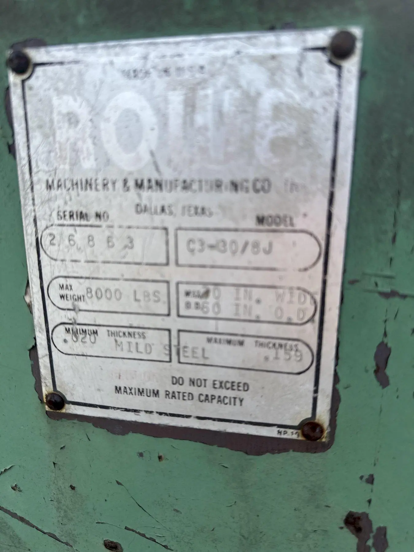 8,000 LBS MODEL C3-30/8J ROWE COIL CRADLE: STOCK #23041