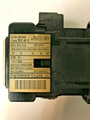 Fuji Electric SC-4-1 Contactor Max Ratings 10 HP