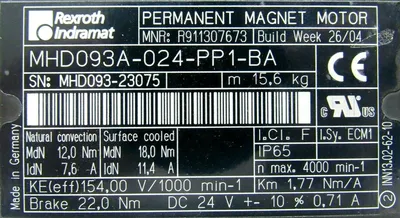 NEW REXROTH R911307673 SERVO MOTOR MHD093A-024-PP1-BA
