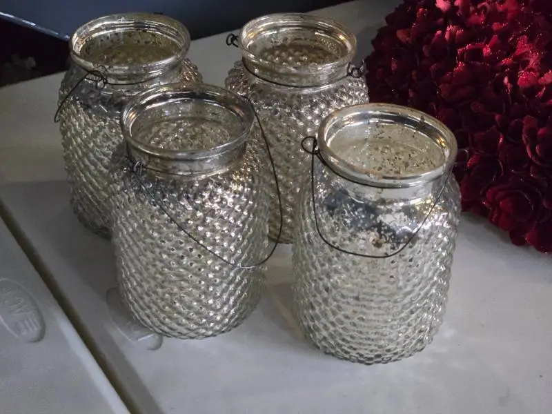Lot of (4) Brooklyn Mercury Hobnail Hanging Jar 4 1/2" x 6 1/2"