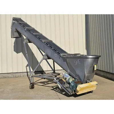 Used 16" Dia. X 18'-5"L Stainless Steel Incline Screw Conveyor
