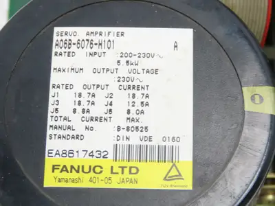 Fanuc A06B-6076-H101 Servo Drive Amplifier Control Module Assembly 5.5 kW230V