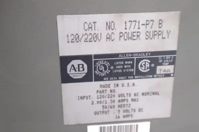 ALLEN BRADLEY 1771-P7 AC POWER SUPPLY 120/220V SERIES B #L-219