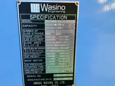 Used WASINO ENGINEERING PUX 25 O.B.I. Presses Ohio US | HGR 24 #1326170