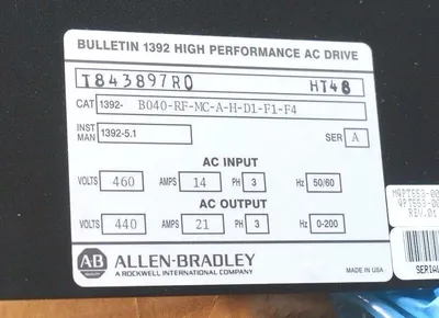 NEW ALLEN BRADLEY 1392-B040-RF-MC-A-H-D1-F1-F4 HIGH PERFORMANCE DRIVE SER. A