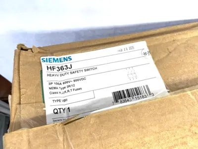 USED SIEMENS LOW-VOLTAGE HEAVY DUTY SAFETY SWITCH 3-POLE 3-FUSE 100A 600V
