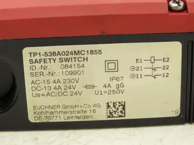 Euchner TP1-538A024MC1855 Safety Switch 24v AC/DC 4A IP67